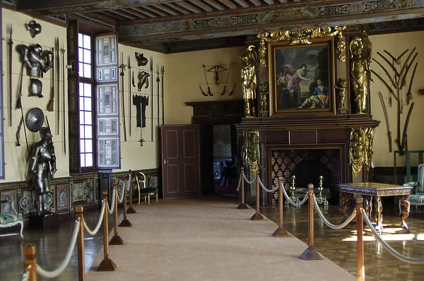 France. Cheverny Castle. Arms room and armor