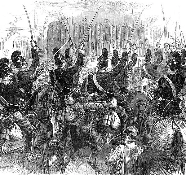 Franco-Prussian War. Bavarian Light dragoons Passing the Hea