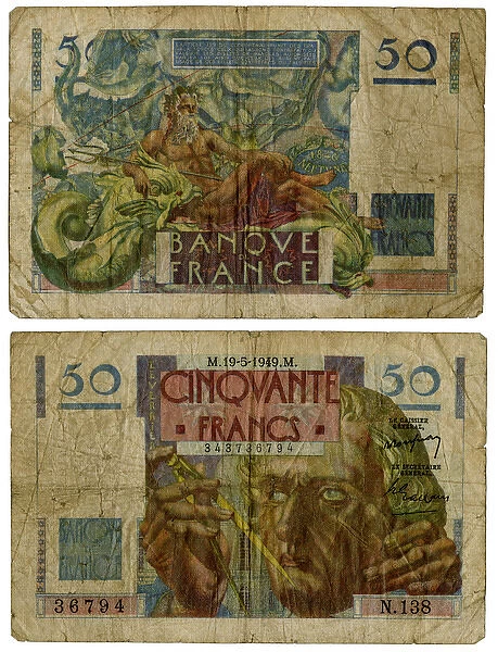 French bank note, 50 Francs