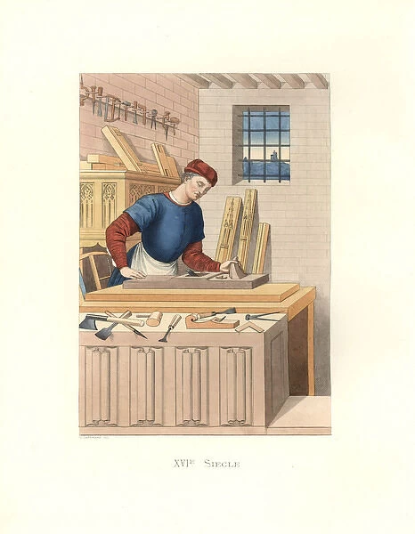 French carpenter working with tools, 16th century