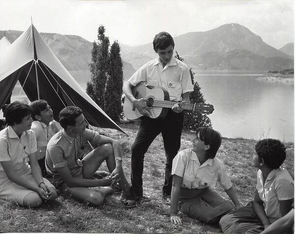 French scouts singing at camp