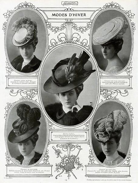 French woman wearing cartwheel hats 1906