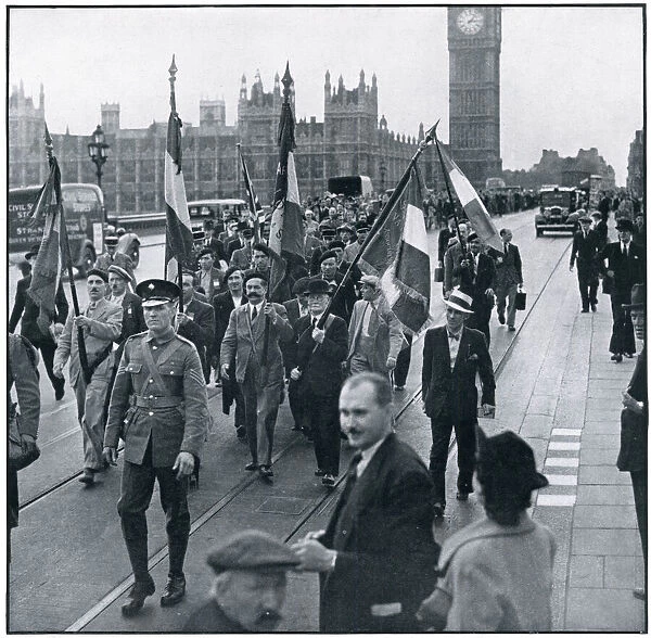 Frenchmen marching in London after enlisting 1939