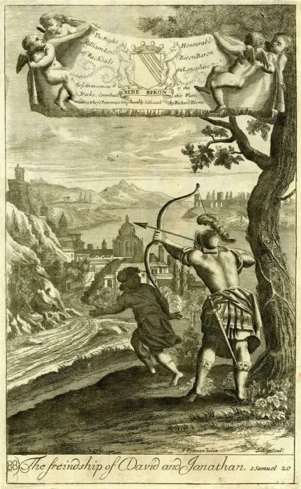 Framed Print : Print of David and Jonathan circa 1690 Framed Print : Print of David and Jonathan circa 1690