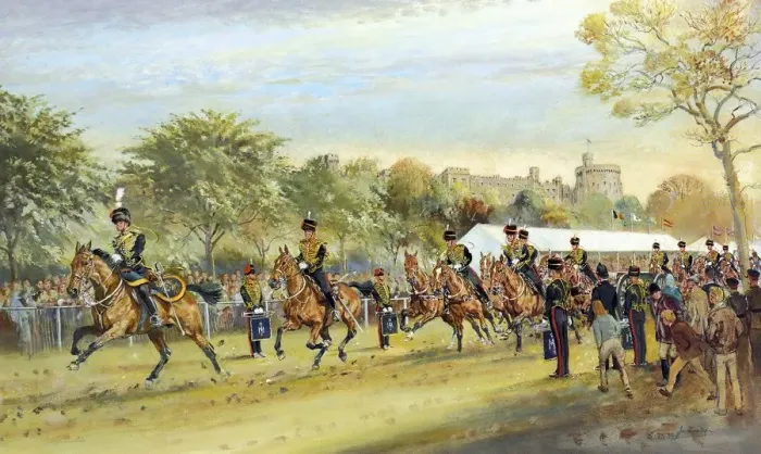 Framed Print : Colour Photolithograph Print of Galloping Out, Windsor 1986 Framed Print : Colour Photolithograph Print of Galloping Out, Windsor 1986