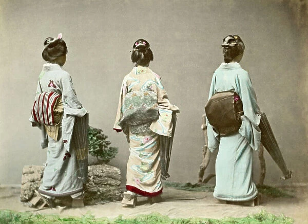 Geishas showing Obi Sashes, Japan