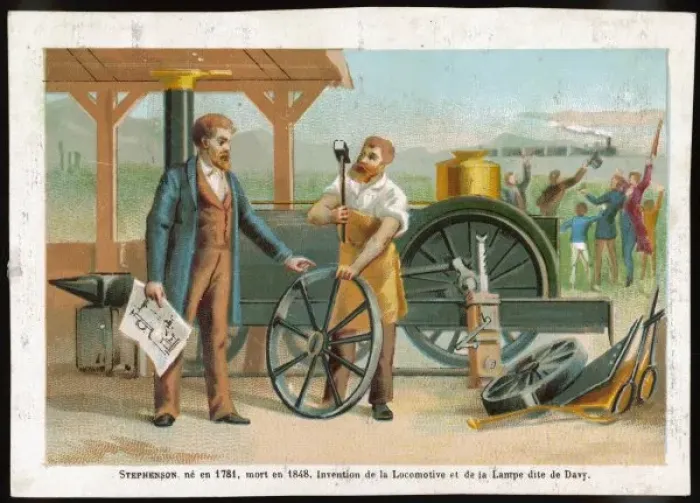 Framed Print : George Stephenson working on his Rocket Print Framed Print : George Stephenson working on his Rocket Print