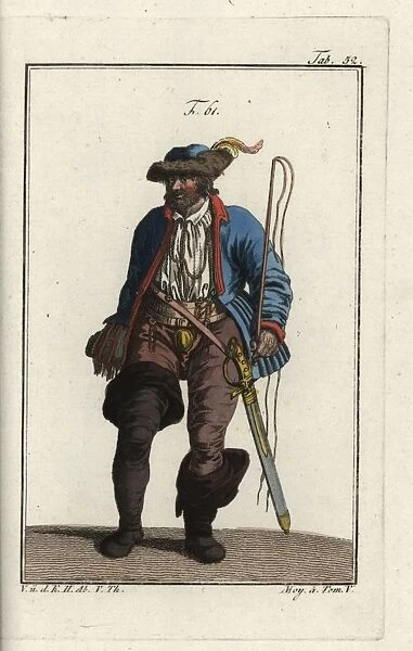 German coachman of the 16th century with whip