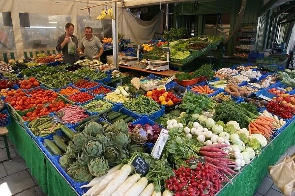 German vegetable market stall