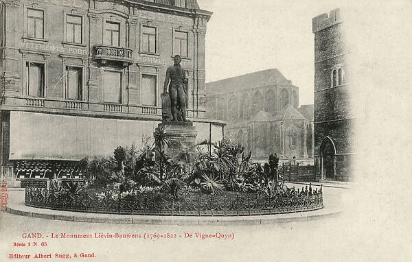 Ghent (Gand), Belgium - Statue of  /  Monument to Lievin Bauwens (by sculptor Pieter De Vigne