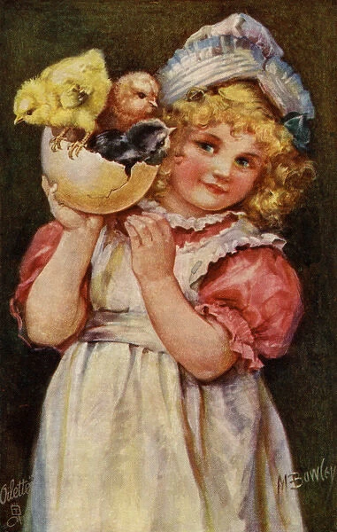 Girl bearing Easter gifts