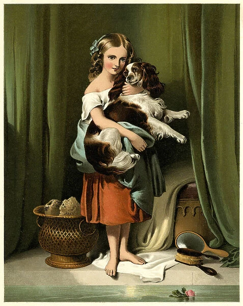 GIRL AND SPANIEL