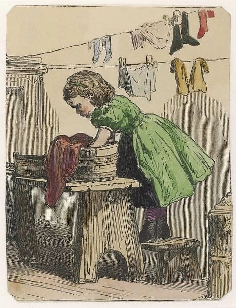 Girl Washes Clothes 1870