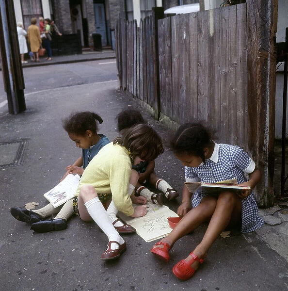 Girls with their books in Balham, SW London