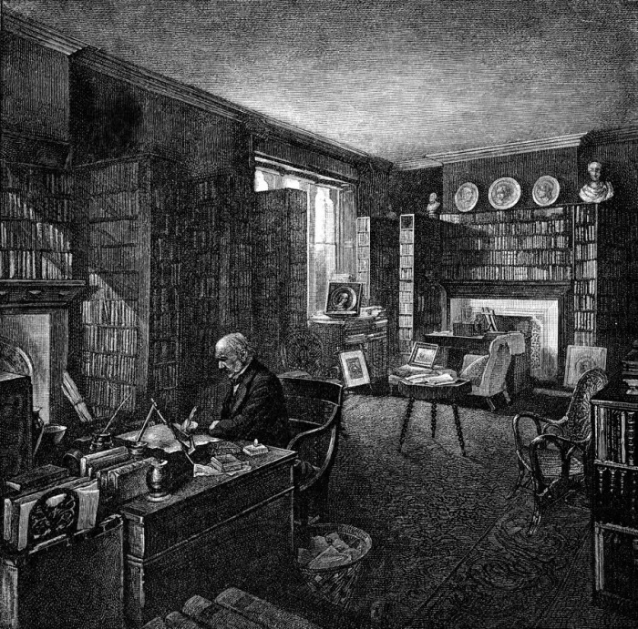 Framed Print : Print of Gladstone in his library Framed Print : Print of Gladstone in his library