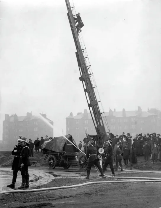 Framed Print : Glasgow Fire Drill Competition Print, Scotland circa 1911 Framed Print : Glasgow Fire Drill Competition Print, Scotland circa 1911
