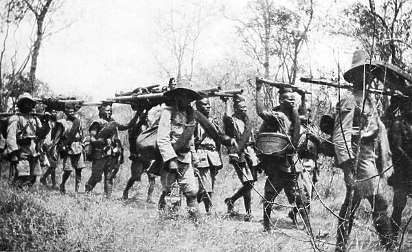 Gold Coast regiment arriving in Kibata, East Africa, WW1