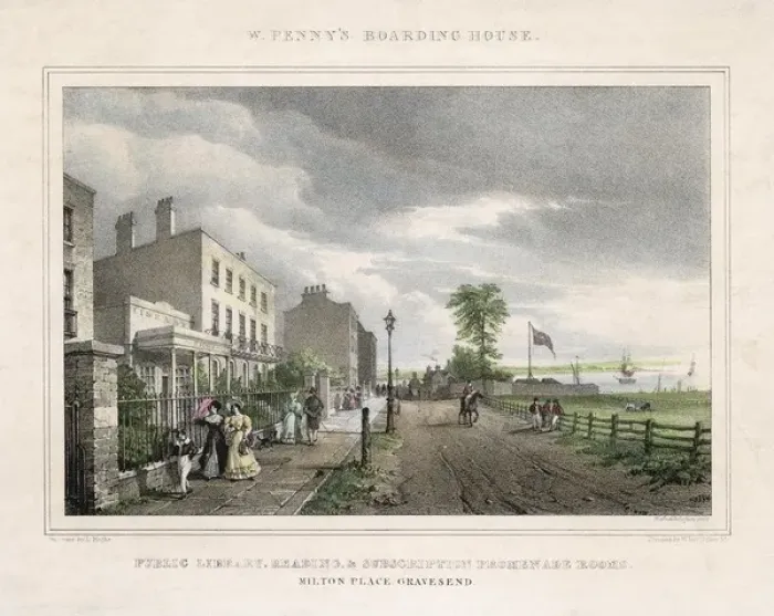 Framed Print : Gravesend Print: Milton Place Public Library and Promenade Rooms