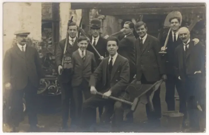 Framed Print : Group of Workmen Print, C1910 Framed Print : Group of Workmen Print, C1910