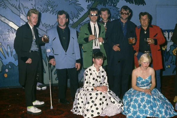 Group of young people at a rock and roll convention