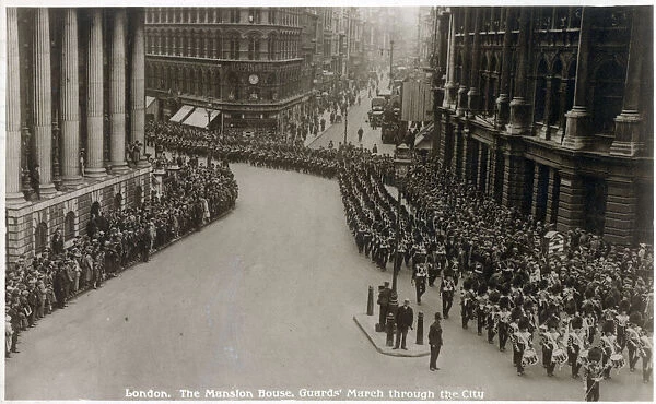 Guards march through the City of London - Mansion House