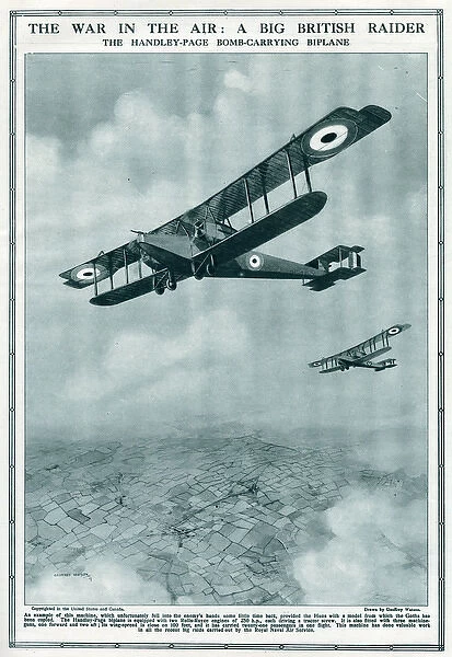 Handley-Page bomb-carrying biplane, WW1