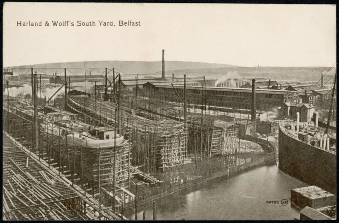 Framed Print : Early 20th Century Print of Harland and Wolff's South Yard