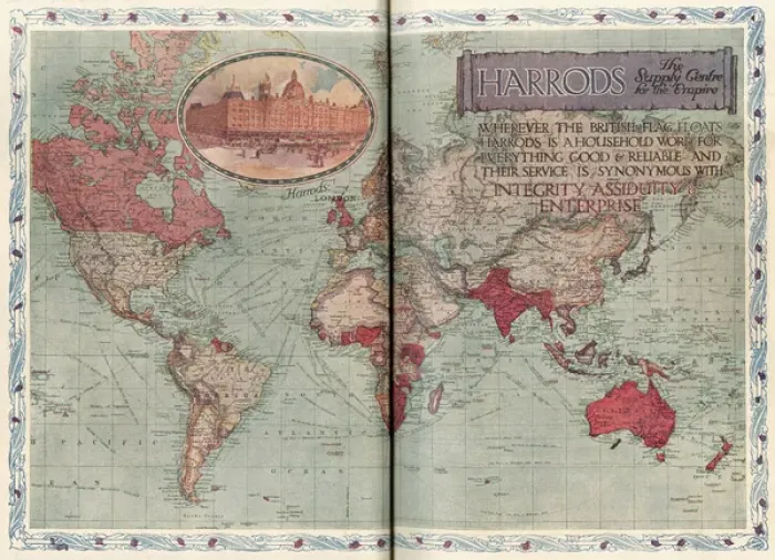 Framed Print : Harrods Department Store World Map Print, c. 1909 Framed Print : Harrods Department Store World Map Print, c. 1909