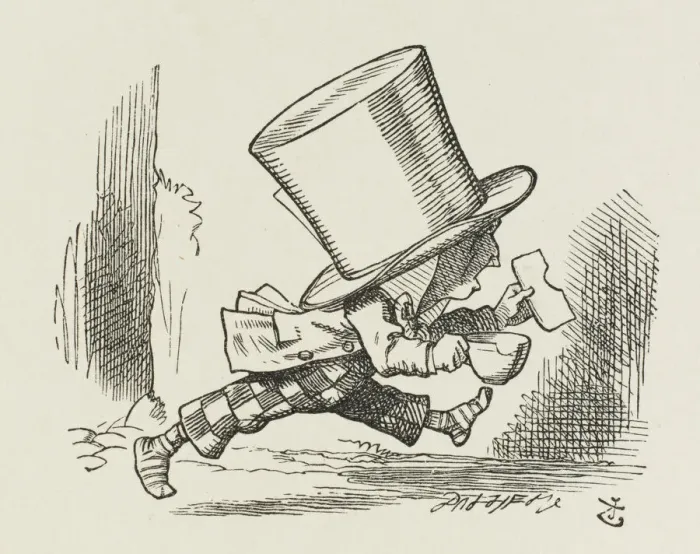 Framed Print : Hatter Running to Tea Print Framed Print : Hatter Running to Tea Print
