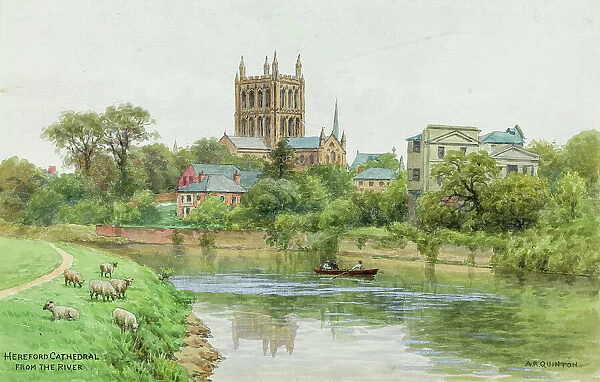 Hereford Cathedral from the river, Herefordshire