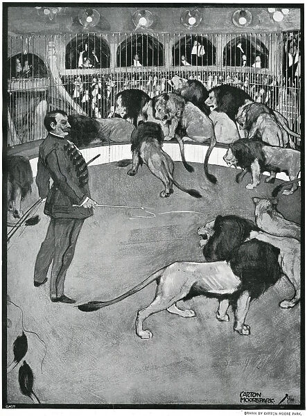 Herr Seeth in a den of lions at the London Hippodrome