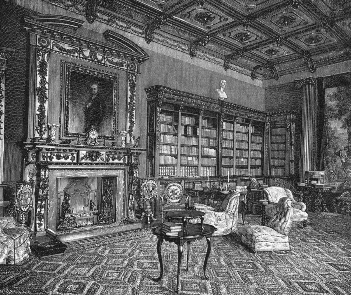 Framed Print : Highclere Castle Library Print, 1889
