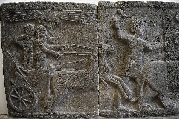 Hittite art. Orthostat. 8th century BC. Relief: Hunting scen