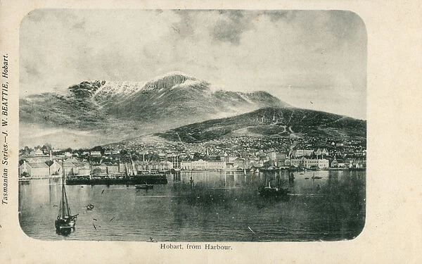 Hobart, Tasmania, Australia - view from the harbour. Date: circa 1910s