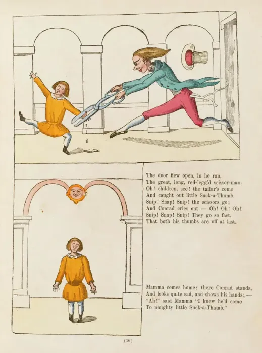 Framed Print : Hoffmann  /  Suck-A-Thumb Print, A Woodcut Illustration