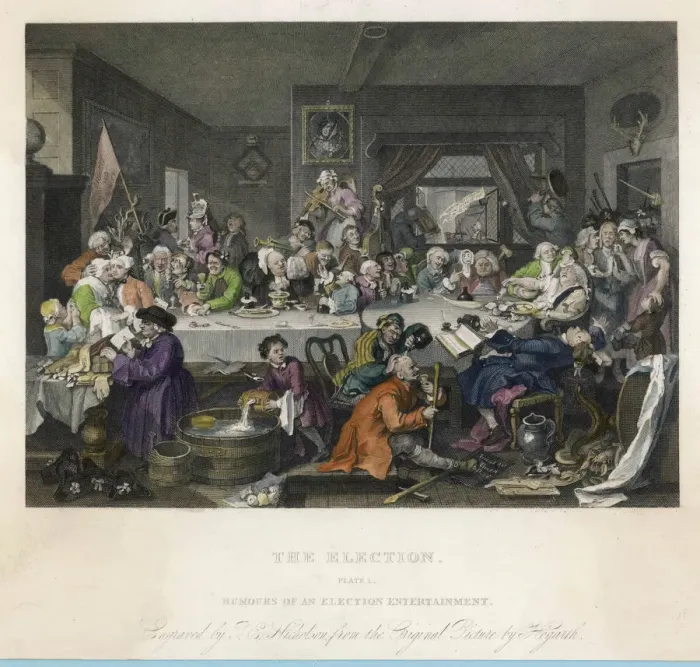 Framed Print : Hogarth Election Print, 1755 Framed Print : Hogarth Election Print, 1755