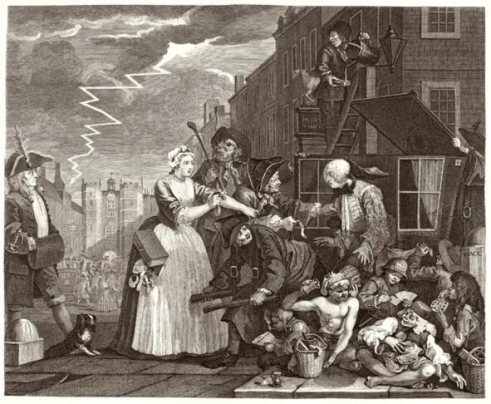 Framed Print : Hogarth's Print: The Rake Arrested in Whitehall Framed Print : Hogarth's Print: The Rake Arrested in Whitehall
