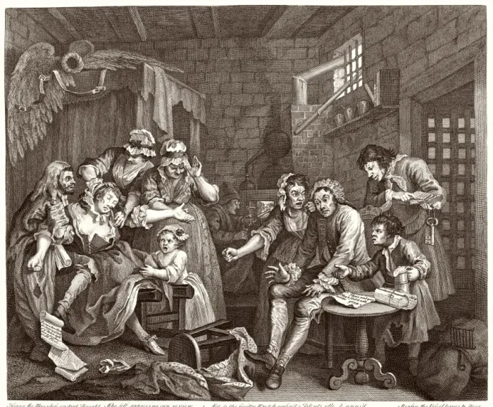 Framed Print : Hogarth's Print: Scene in the Fleet Prison Framed Print : Hogarth's Print: Scene in the Fleet Prison