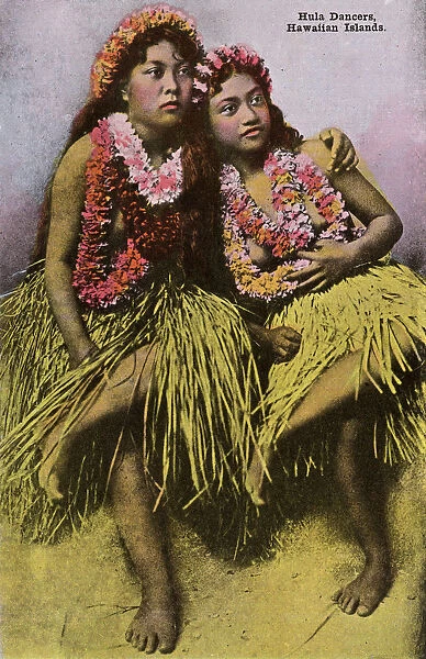 Honolulu, Hawaii, USA - Two Young Hula dancers