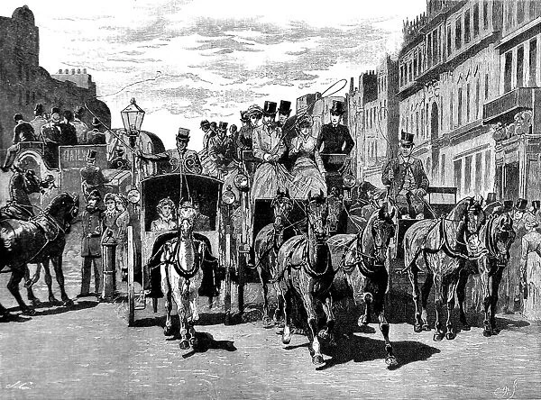 Horse-Drawn Carriages in Piccadilly, London, 1883