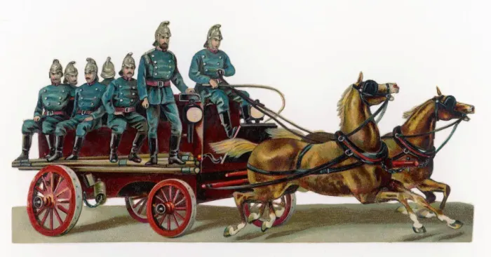 Framed Print : Horse Drawn Fire Engine Print