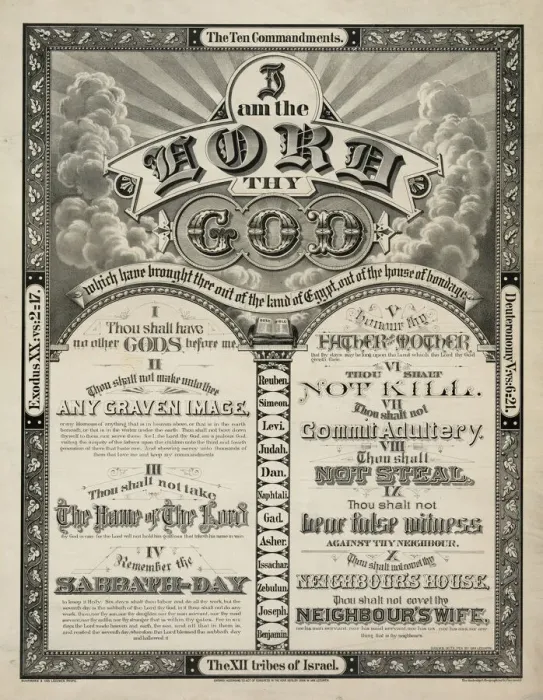 Framed Print : Ten Commandments Print, c1876 Framed Print : Ten Commandments Print, c1876