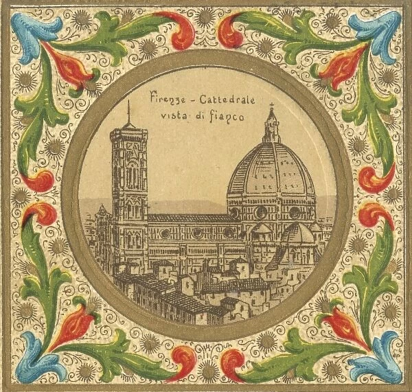 Illuminated illustration of Florence, showing the Duomo