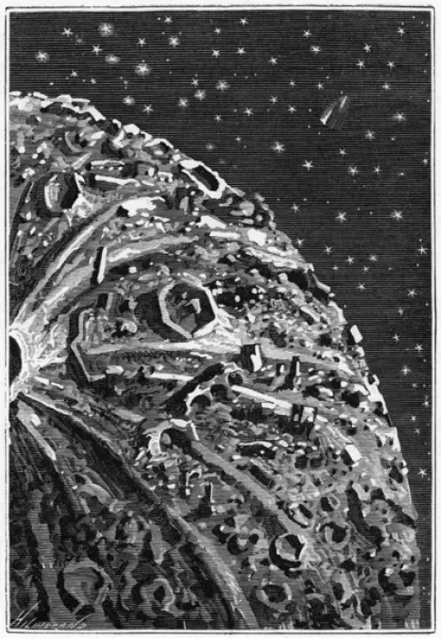 Framed Print : Illustration of Around the Moon Print, 1870 Framed Print : Illustration of Around the Moon Print, 1870