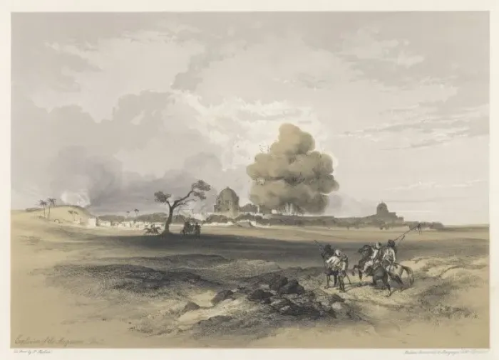 Framed Print : Print of the Multan Siege Explosion Framed Print : Print of the Multan Siege Explosion
