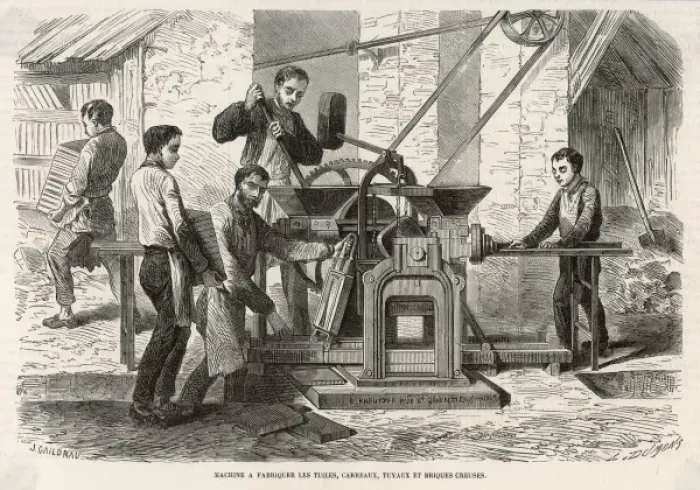 Framed Print : Brickmaking Machine Print Framed Print : Brickmaking Machine Print