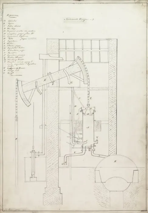 Framed Print : Newcomen's Steam Engine Print, 1826