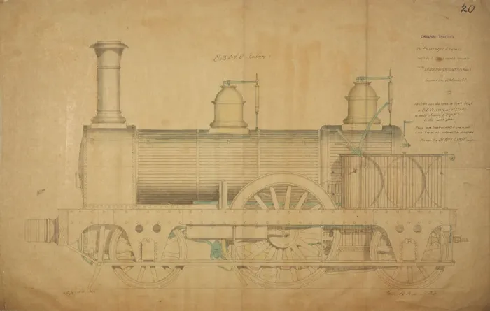 Framed Print : Passenger Engine Side Elevation Print, 1846