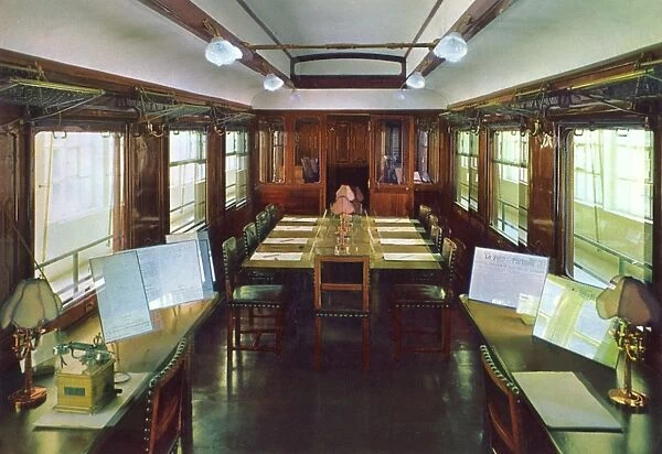 Interior of carriage where Armistice signed, France, WW1