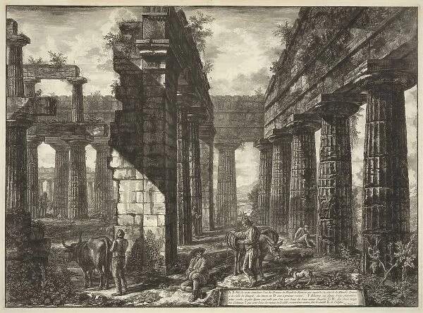 Interior view of the Temple of Neptune, Paestum, plate 13